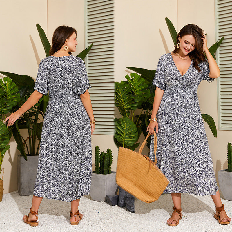 Temperament Gentle Wind Mid-length Floral Dress