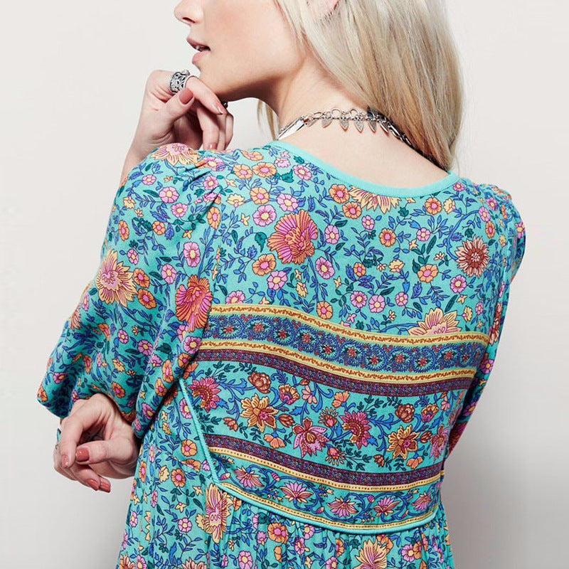 Bohemian printed fashion casual loose dress