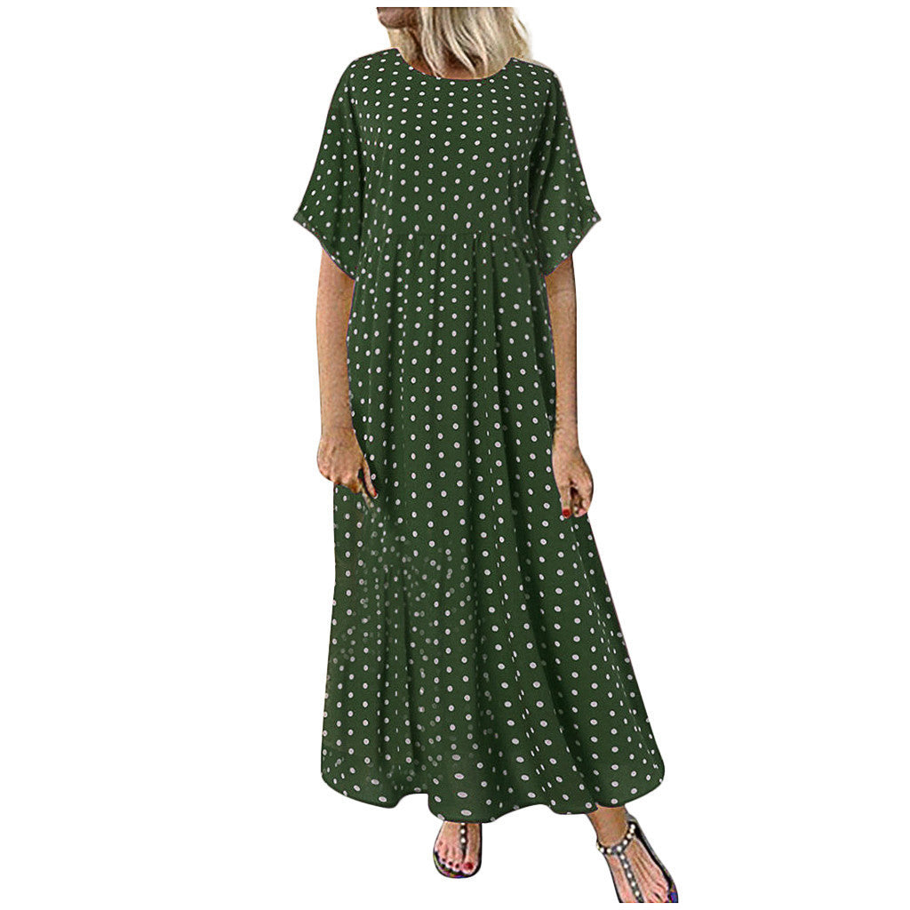 Printed round neck dress