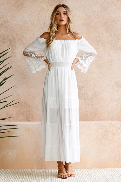 European Boho Lace Stitching Day Dress
