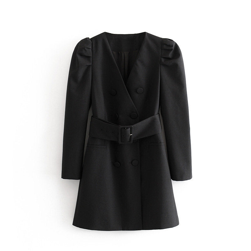 Women's fitted belt dress jacket