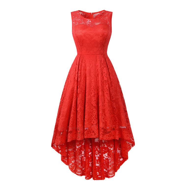 Elegance Bloom Lace High-Low Dress