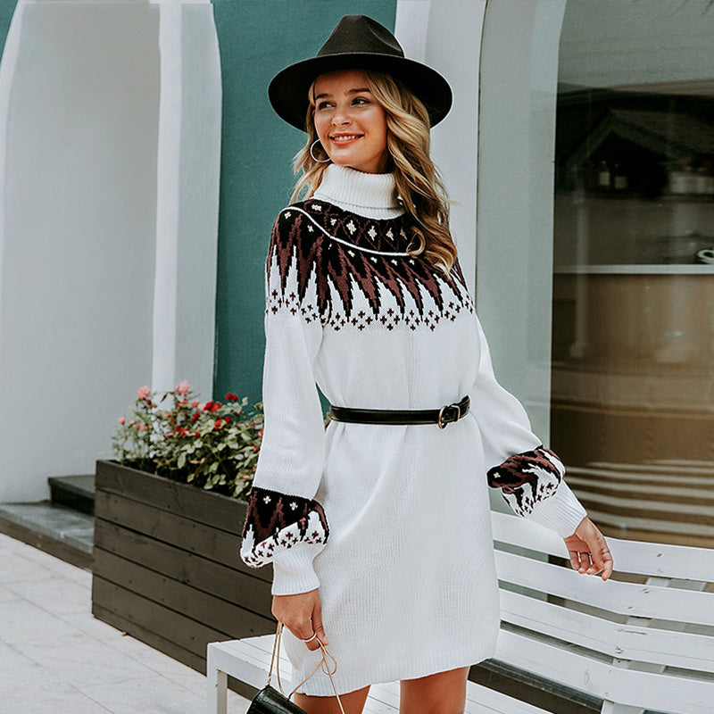 Fashion dress high collar women's short skirt