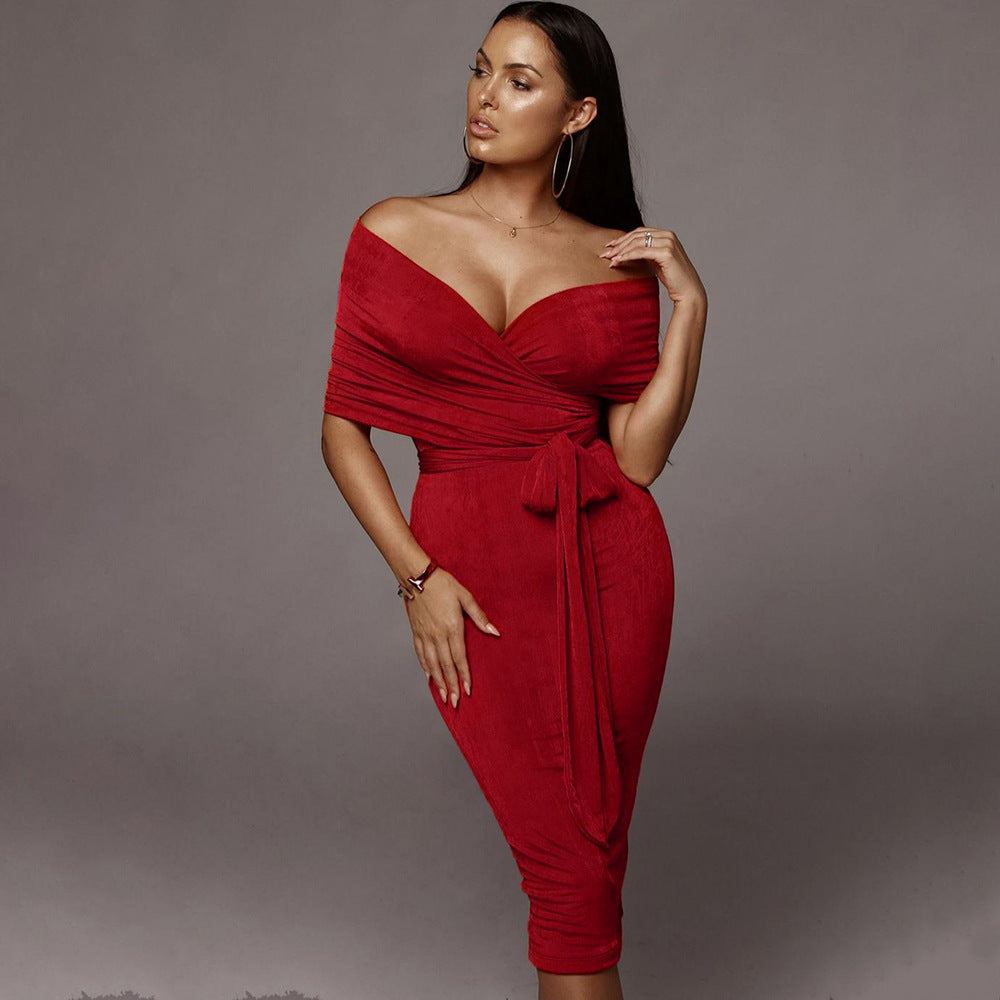 Mid-length ladies halter dress