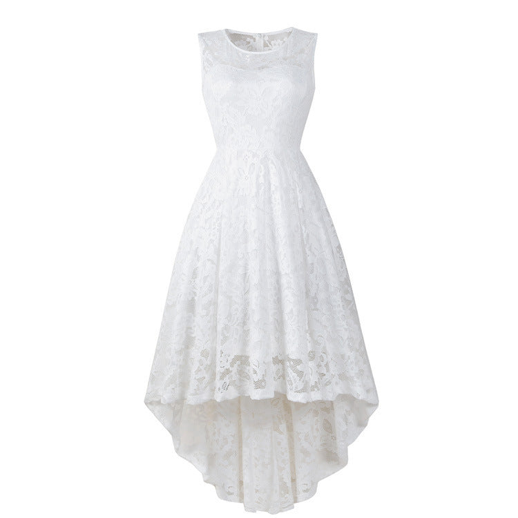 Elegance Bloom Lace High-Low Dress