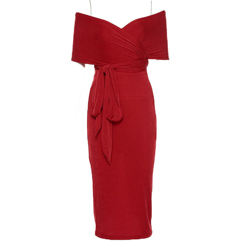 Mid-length ladies halter dress