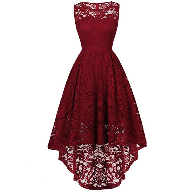 Elegance Bloom Lace High-Low Dress