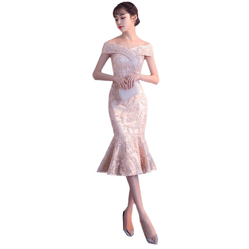 Fishtail mid-length party dress