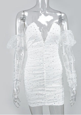 New style patchwork net dress covering buttocks