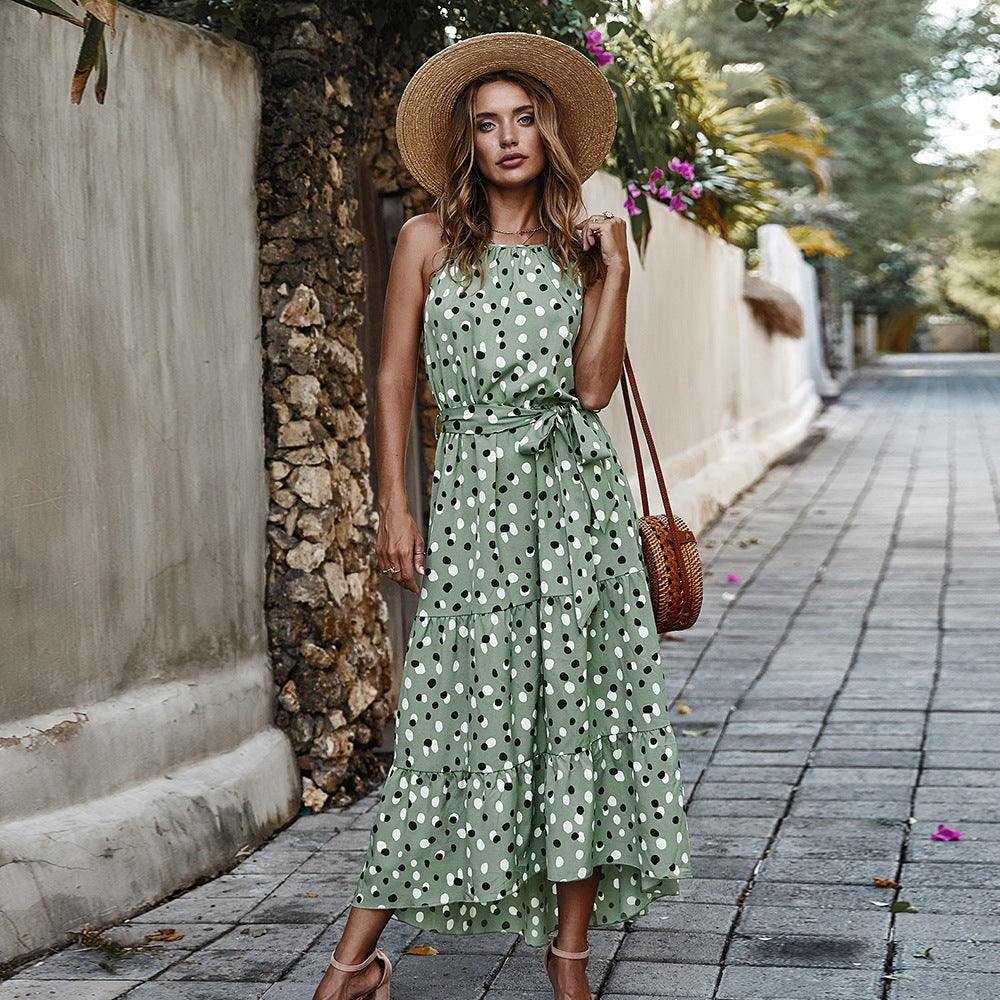 Polka Dot Holiday Style Big Swing Dress
