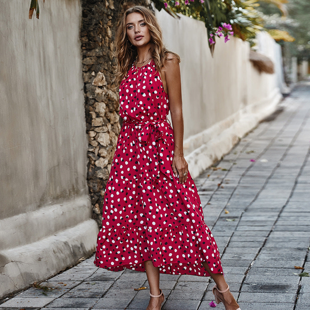 Polka Dot Holiday Style Big Swing Dress