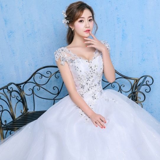 Luxury Wedding Dress With Diamonds Embellished Summer And Spring One-shoulder Wedding Dress
