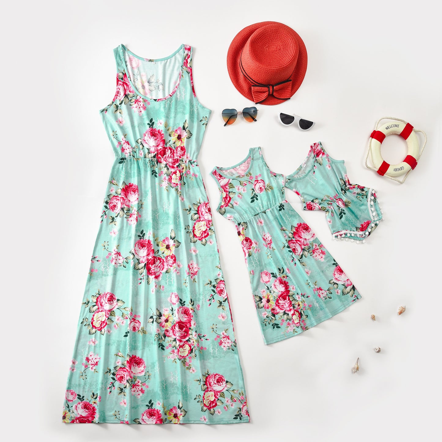 Parent-Child Wear Ebay Printed Mother And Daughter Dress Women's Sleeveless Long Skirt