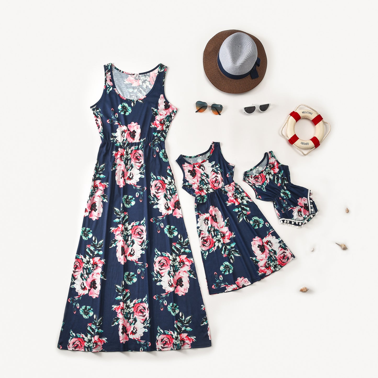 Parent-Child Wear Ebay Printed Mother And Daughter Dress Women's Sleeveless Long Skirt