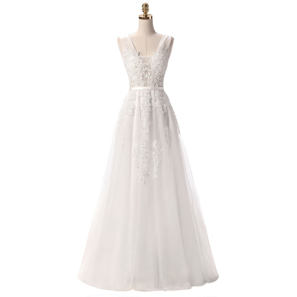 Backless Long Evening Dresses The Elegant Banquet The Lace V-neck Formal Gown