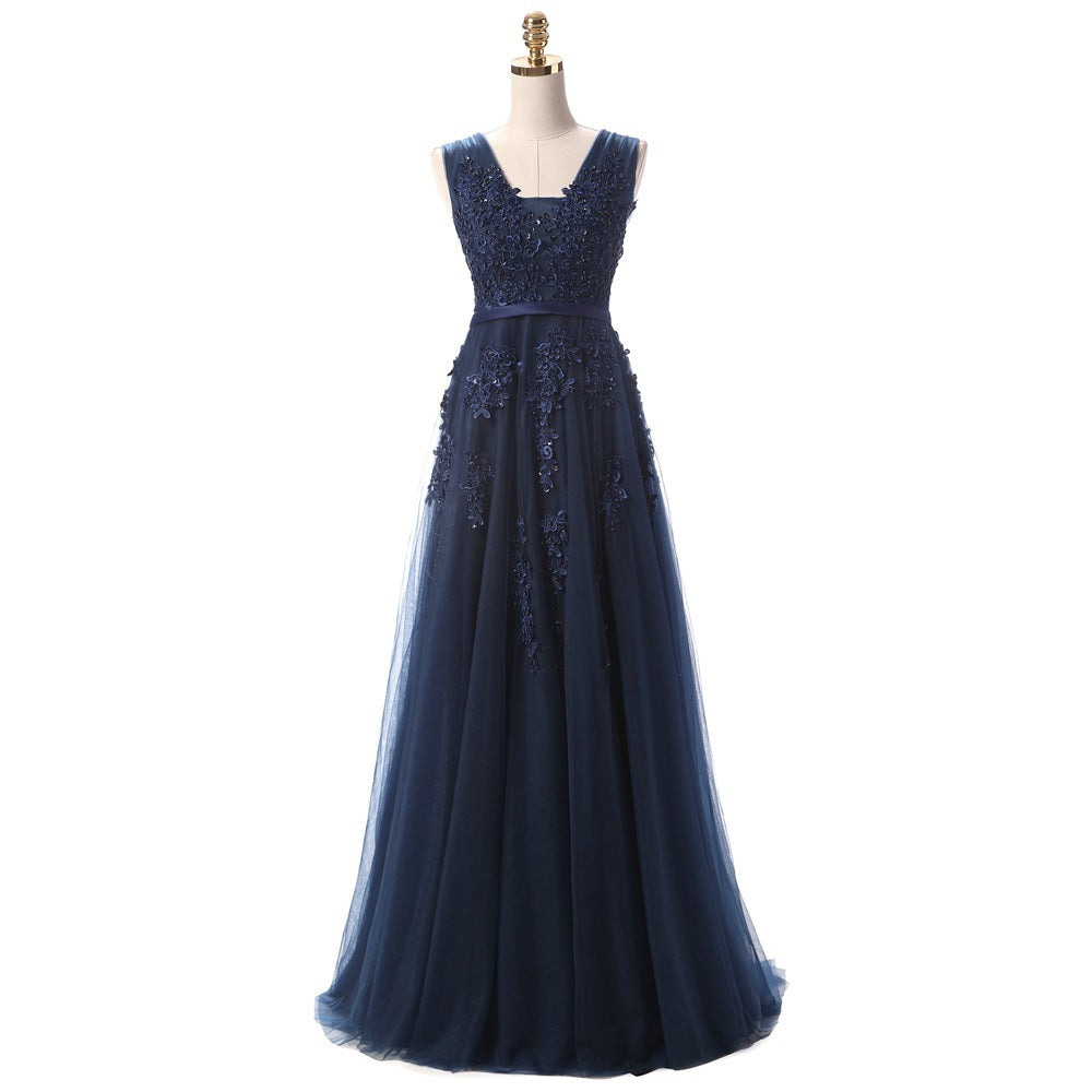 Backless Long Evening Dresses The Elegant Banquet The Lace V-neck Formal Gown
