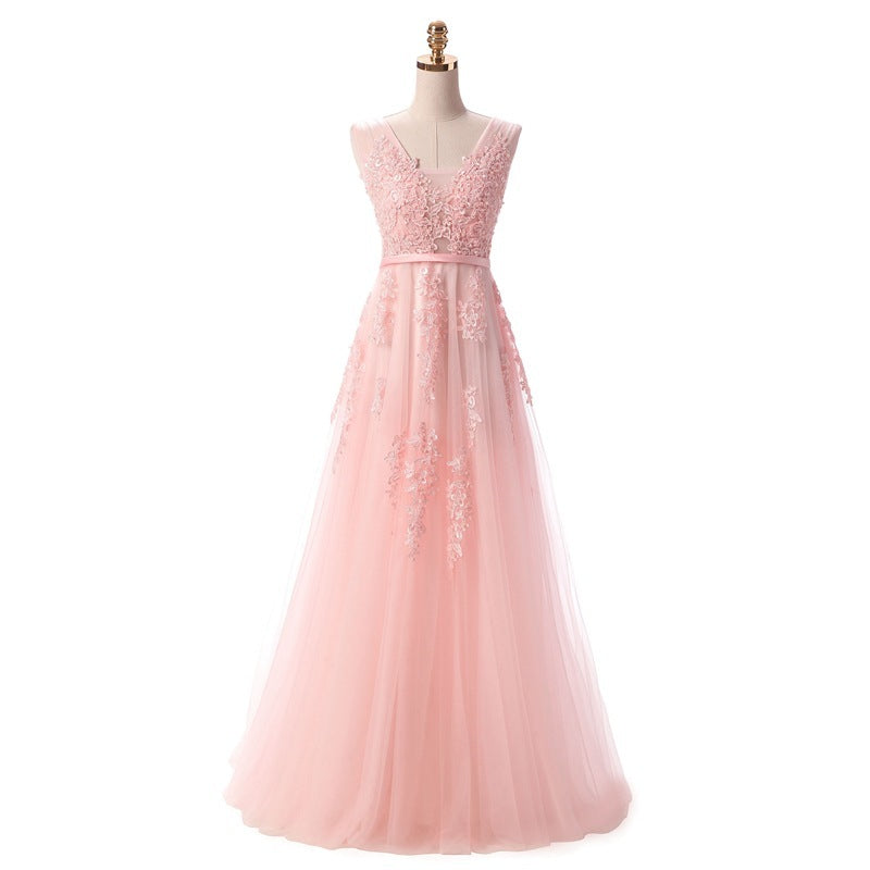 Backless Long Evening Dresses The Elegant Banquet The Lace V-neck Formal Gown