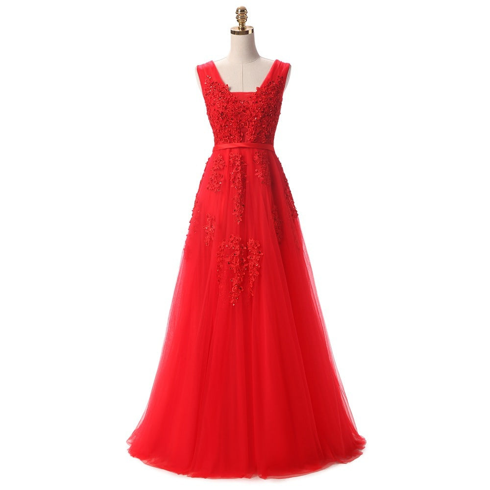 Backless Long Evening Dresses The Elegant Banquet The Lace V-neck Formal Gown