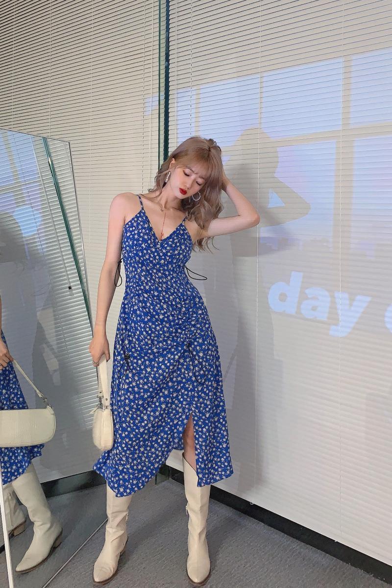 French Retro Sleeveless Mid-length Dress