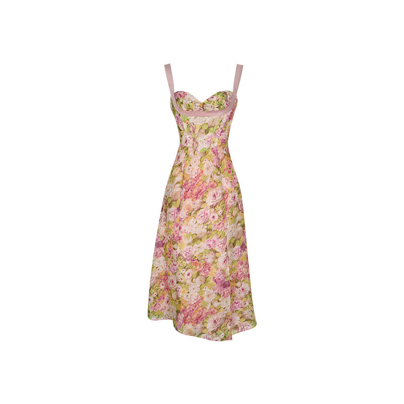 Sexy Feminine Slim Mid-length Rose Dress