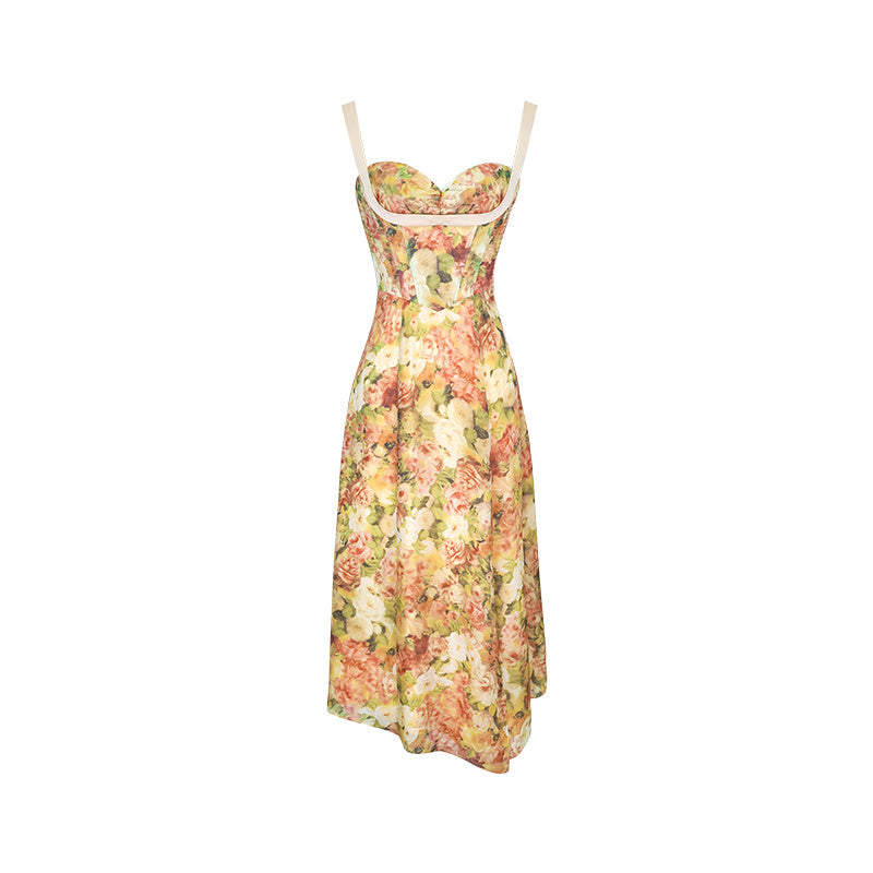Sexy Feminine Slim Mid-length Rose Dress