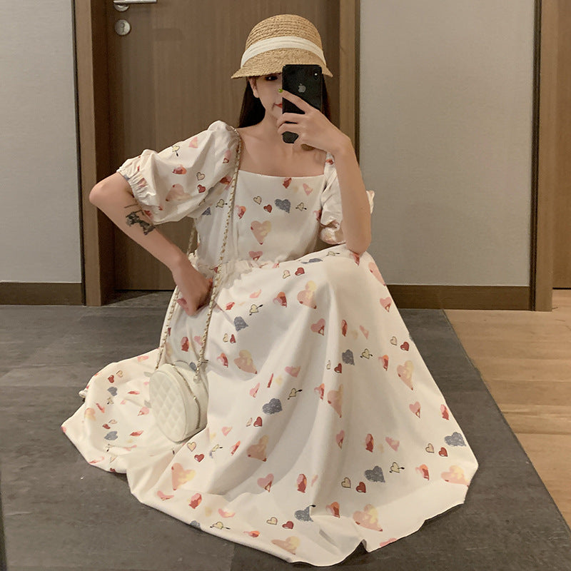 Pregnant Women'S Summer Short Sleeve Floral Loose Thin Chiffon Medium Length Dress Fashion Mother Pregnant Women'S Skirt