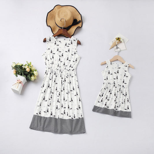 Summer Sleeveless Parent-Child Dresses Mother And Women'S Vest Dress