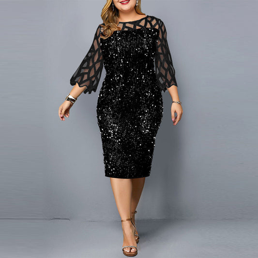 Plus Size Sequin Dress - Outfit for Women Curvy Women
