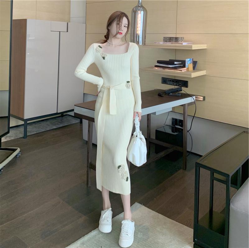 Mid-length Bag Hip Knitted Dress