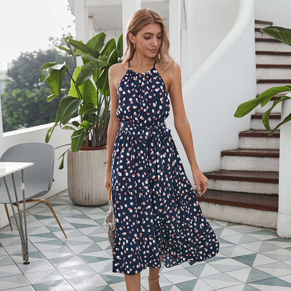 Polka Dot Holiday Style Big Swing Dress