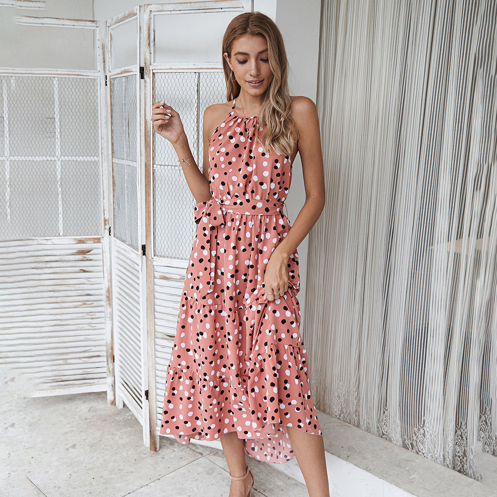 Polka Dot Holiday Style Big Swing Dress