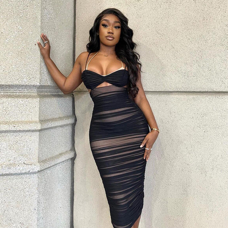 Black Bodycon Cutout Dress | Black Ruched Dress | The Little Black Dress