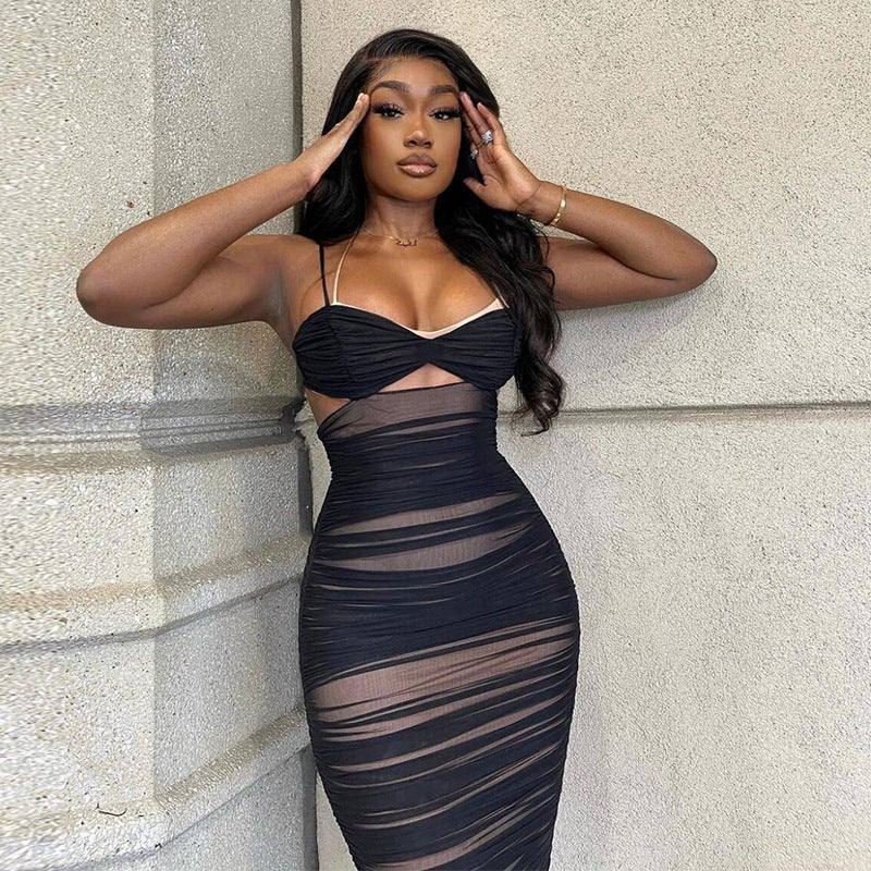 Black Bodycon Cutout Dress | Black Ruched Dress | The Little Black Dress