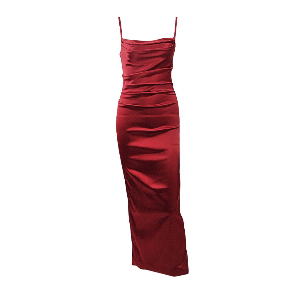 Slim Mid-length Dress With Suspender Skirt