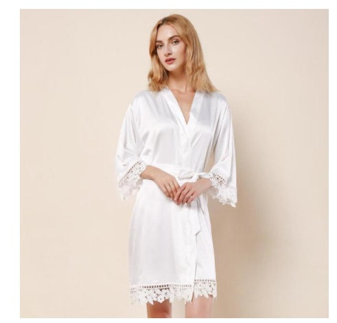 Custom Name Lace Satin Kimono Robes Personalized Wedding Bridal Party Sister Mother Of Bride Robe Bridesmaid Gift