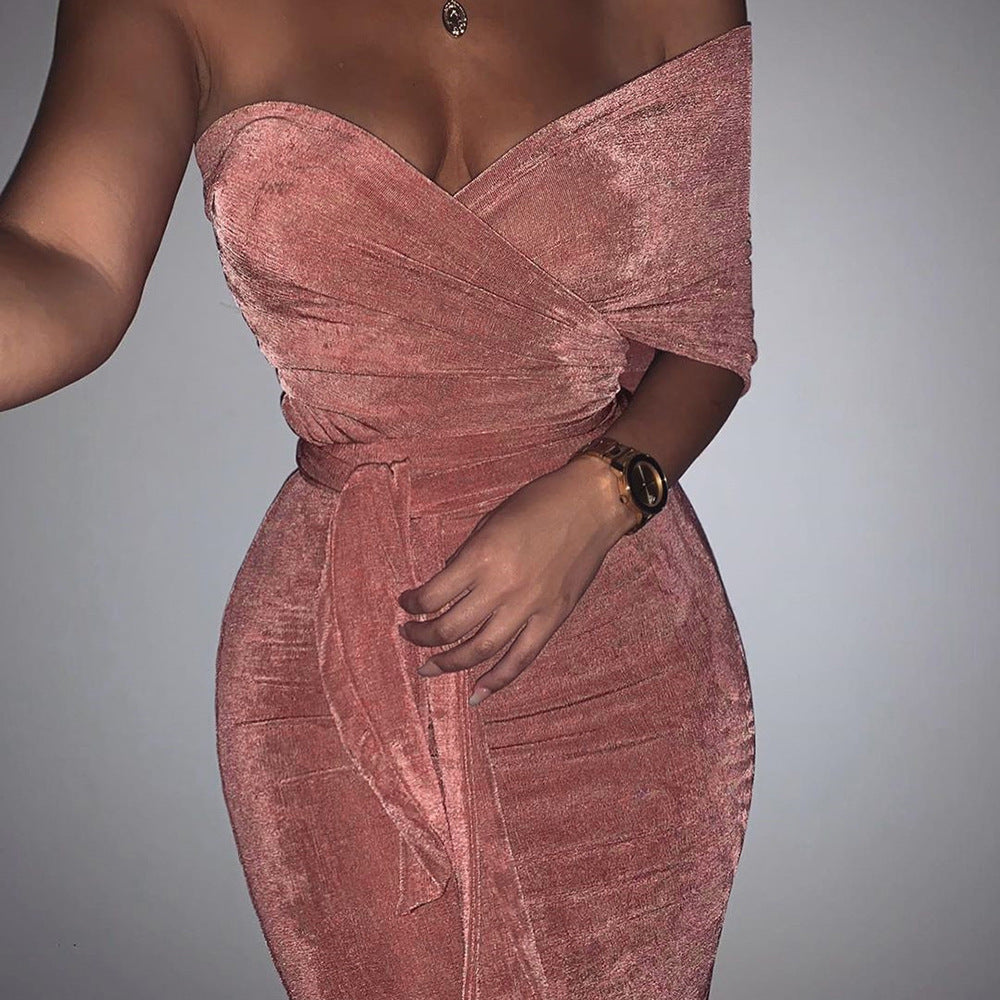 Mid-length ladies halter dress