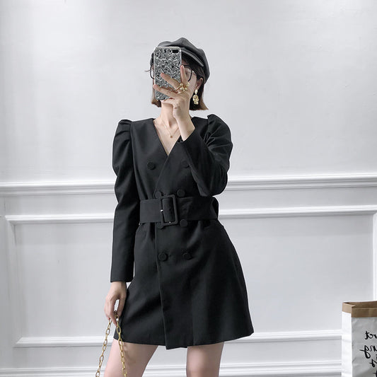 Women's fitted belt dress jacket