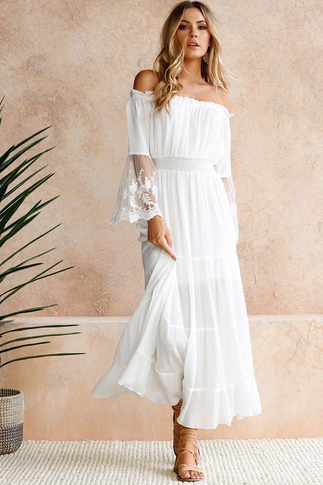 European Boho Lace Stitching Day Dress