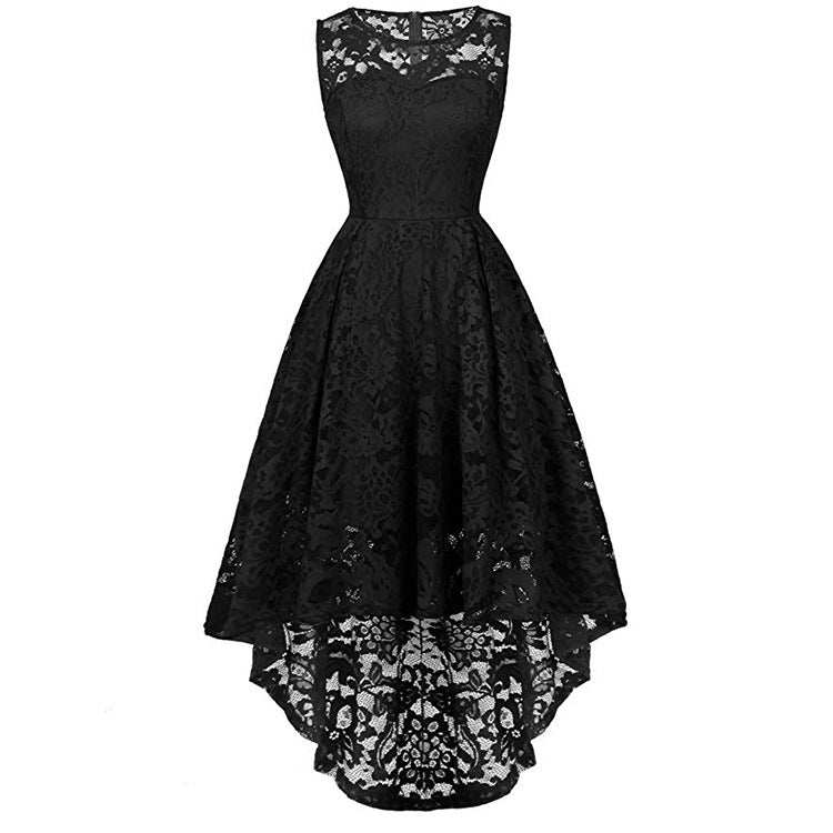 Elegance Bloom Lace High-Low Dress