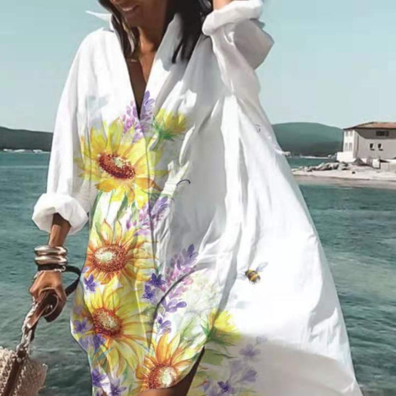 Fashion Casual Loose Lapels Mid-length Shirt Dress