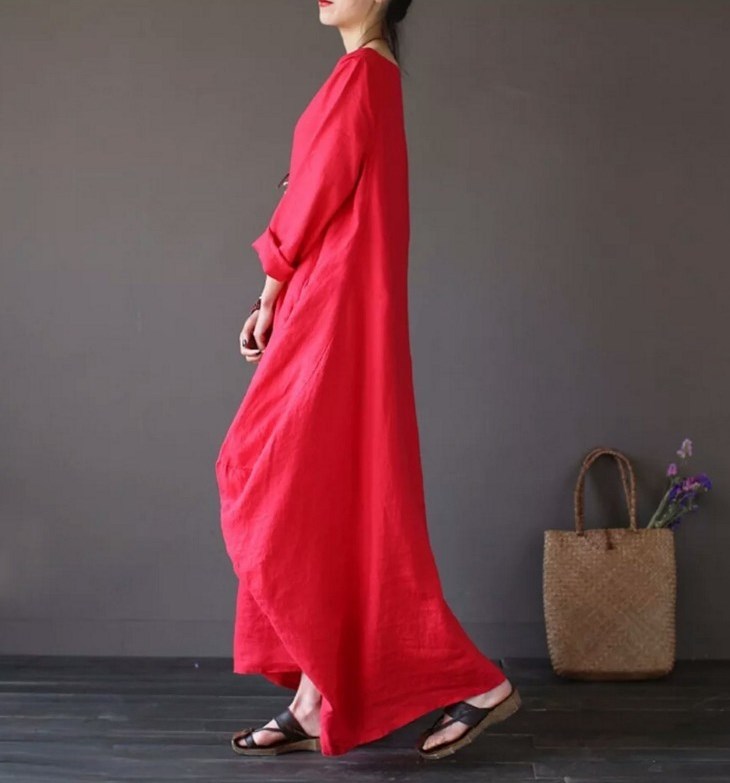 Plus size cotton and linen dress