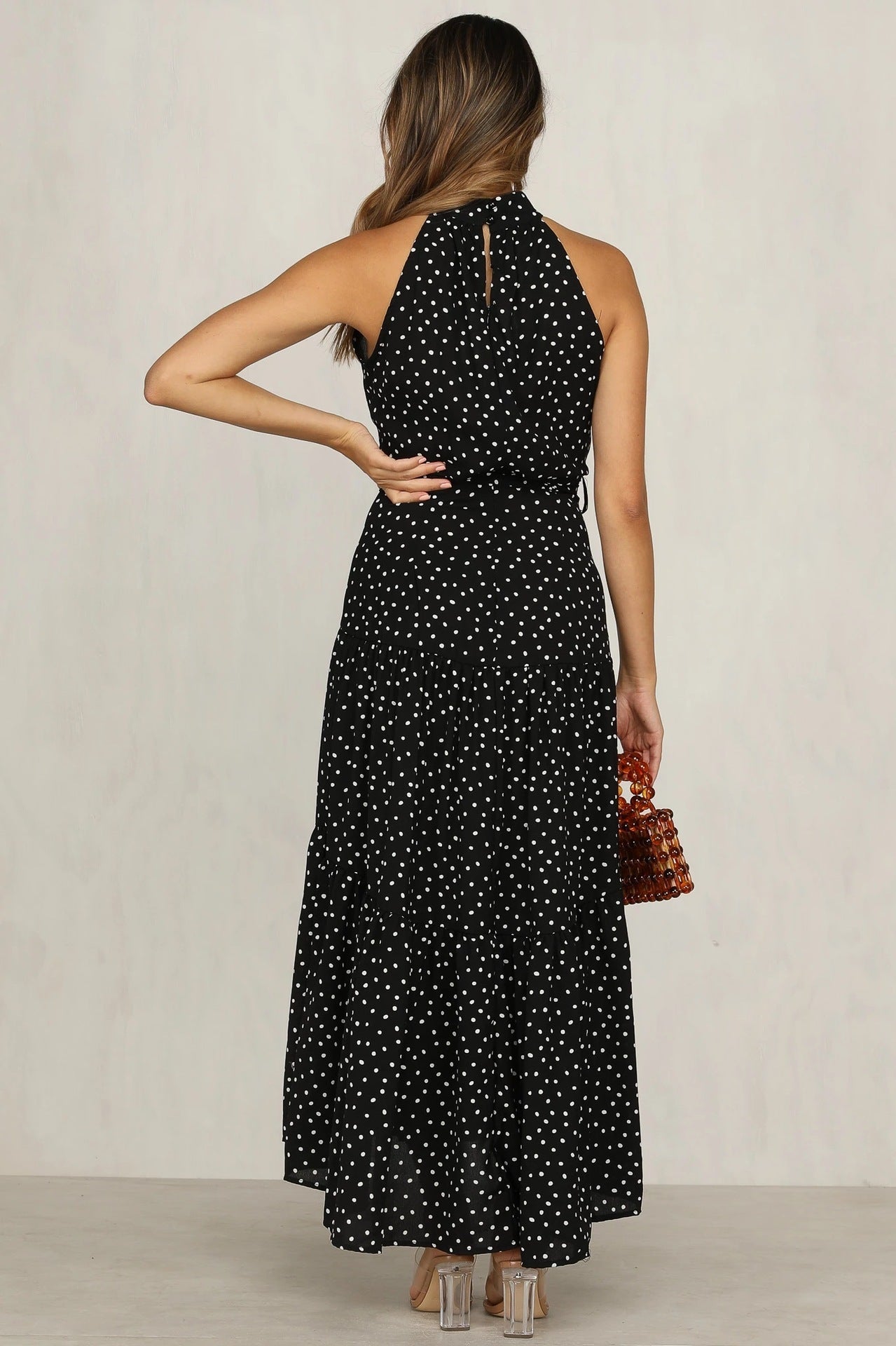 Ruffled round neck sleeveless dress