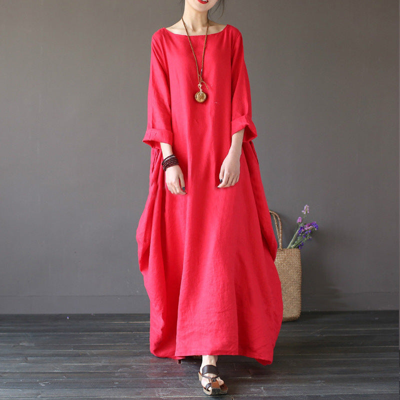 Plus size cotton and linen dress