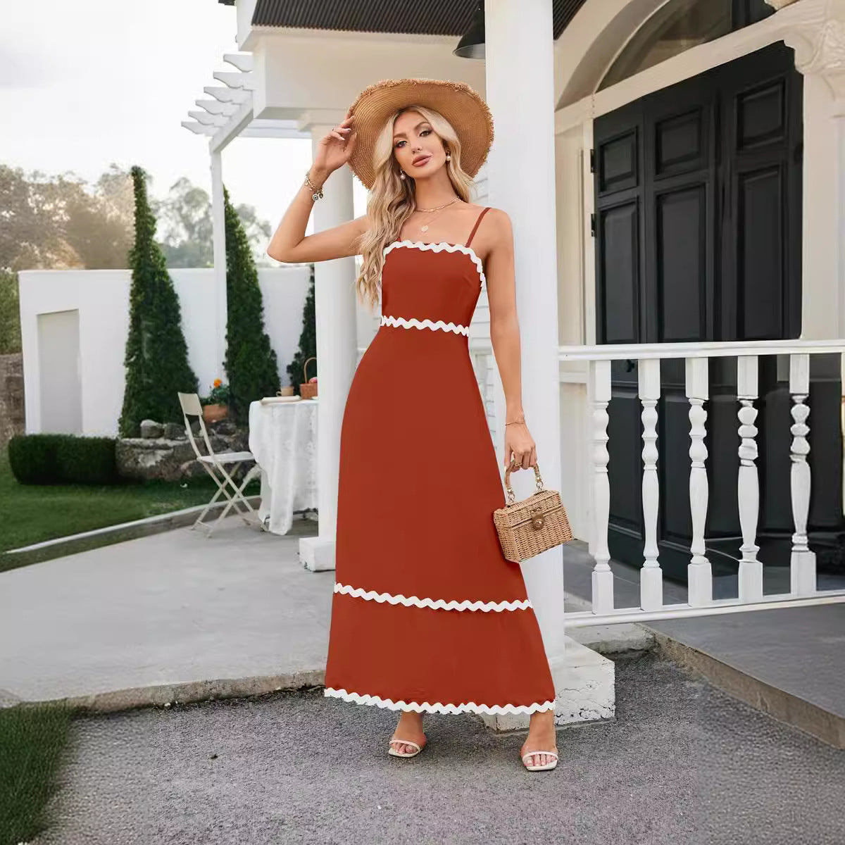 Women's Camisole Pleated Lace Mid-length Sleeveless Dress
