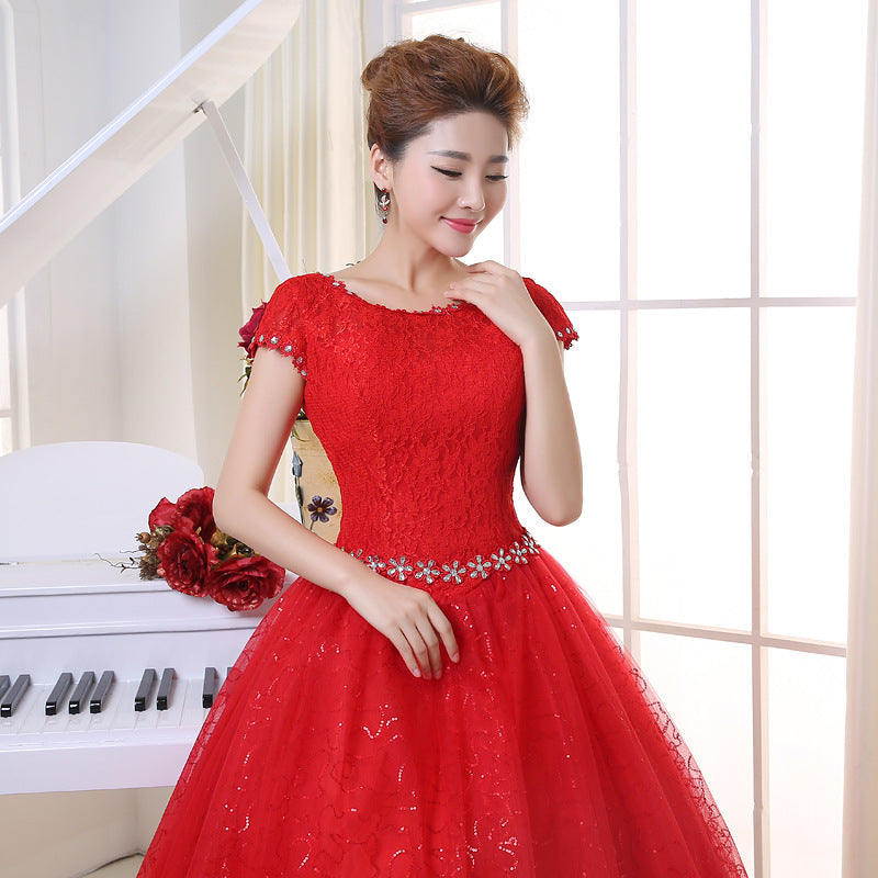 2021Wedding Dress Lace Shoulder Slim Fit Big Entrance