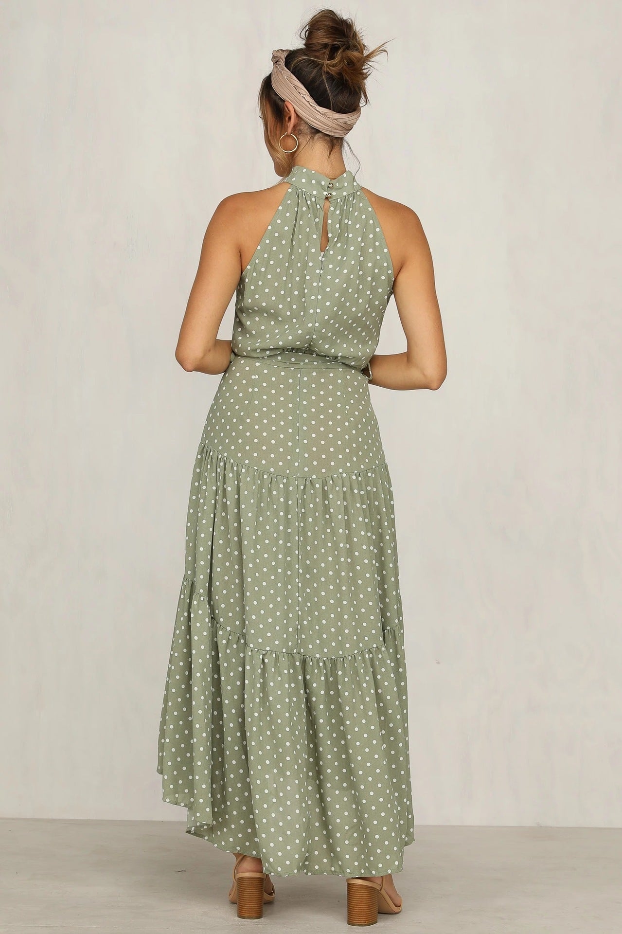 Ruffled round neck sleeveless dress