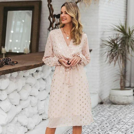 Casual polka dot mid-length dress