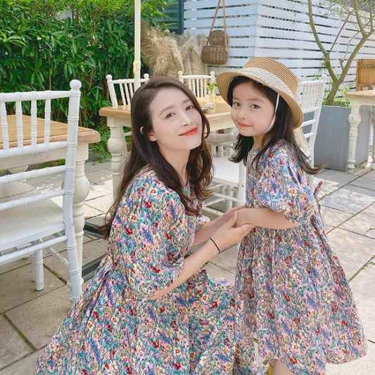 Parent-child Girl Dress Floral Mother And Daughter Long Dress Princess Dress