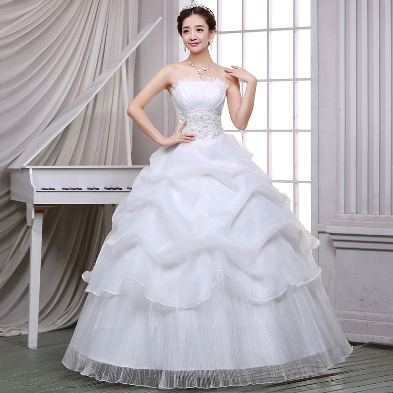 Lace Embroidered Bride Wedding Dress – Elegant Tube Top Bridal Gown
