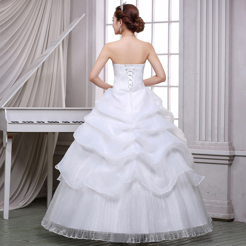 Lace Embroidered Bride Wedding Dress – Elegant Tube Top Bridal Gown